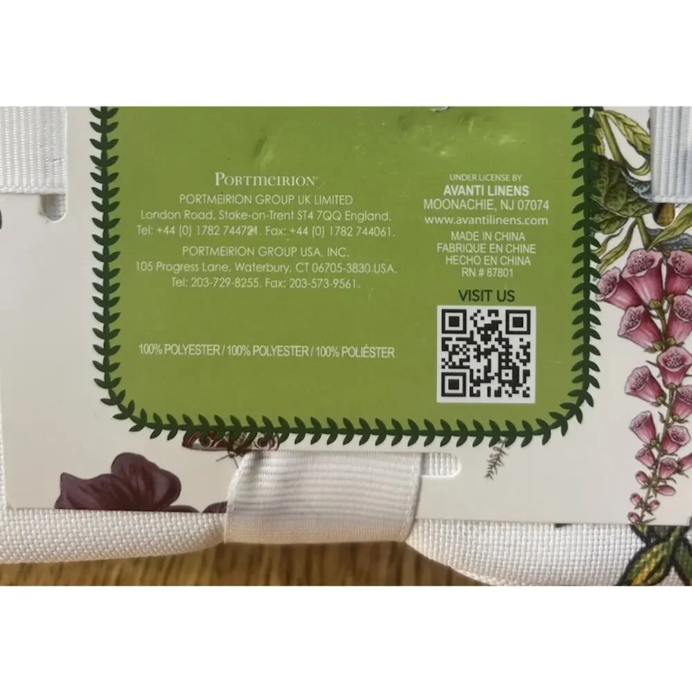 PORTMEIRION BOTANIC GARDEN Set of 4 Napkins Butterflies Flowers 19